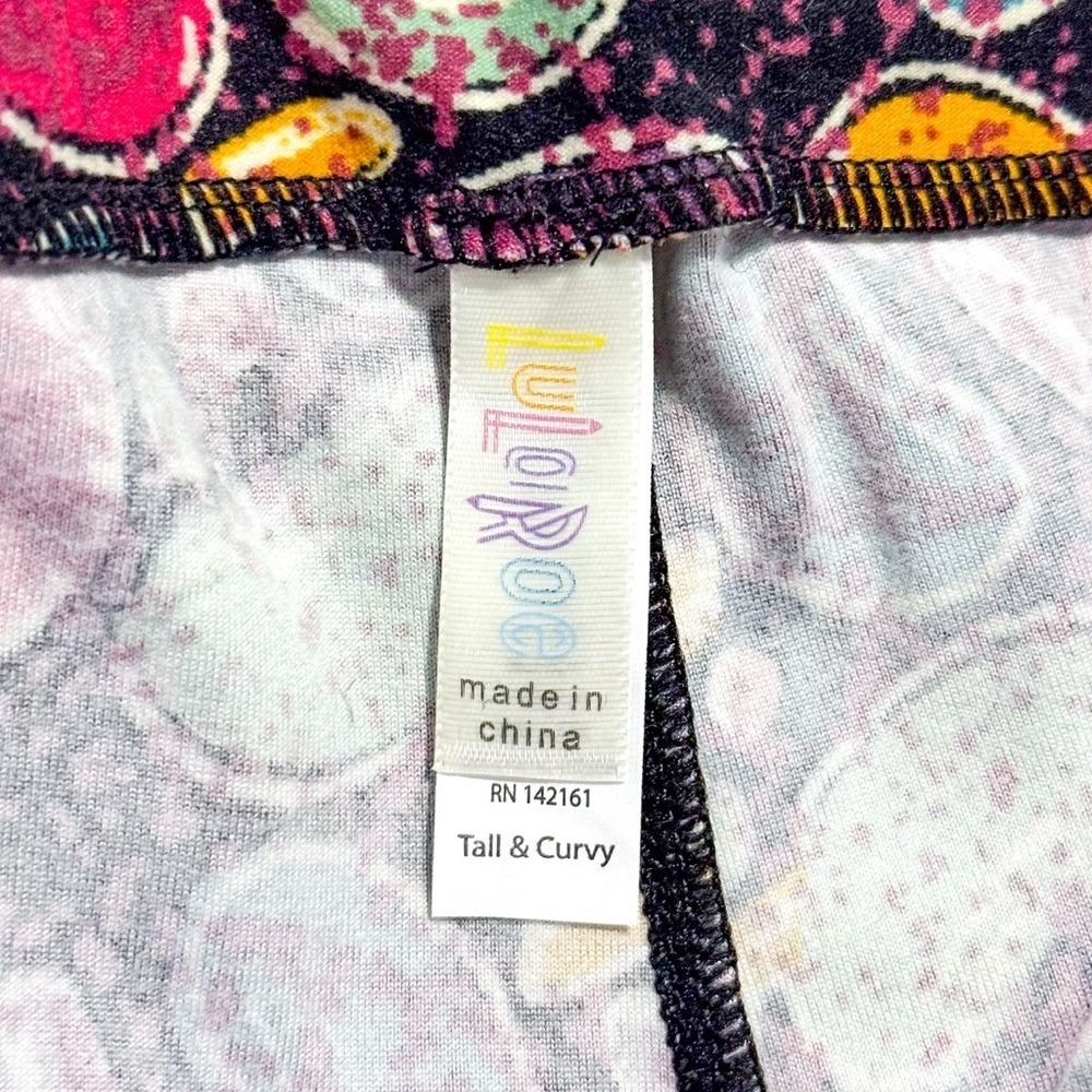 LuLaRoe Leggings TC Fits L XL‎ Candy Donut Jelly Bean Colorful Black Pink NWOT - Picture 4 of 6